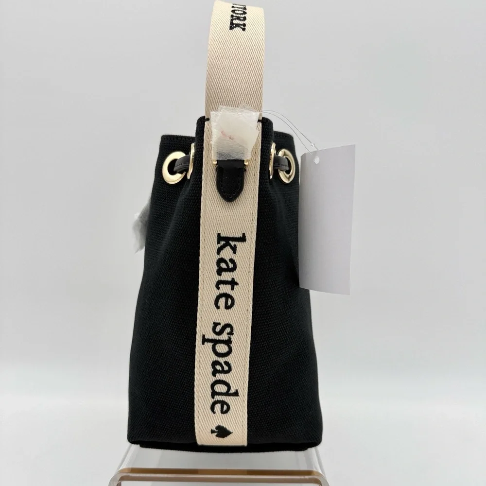 Kate Spade Kip Canvas Bucket Bag Black - Picture 3 of 15